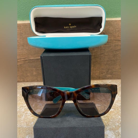 Kate Spade Sunglasses JERRI/S Havana Blue Cat Eye Brown Lenses 50-18-140 EUC!! - Picture 1 of 12